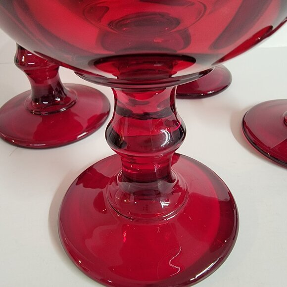 Vintage Hoffman House Ruby Red 6" Wine Water Goblets Imperial Glass 1966 Set 4 - Picture 6 of 8